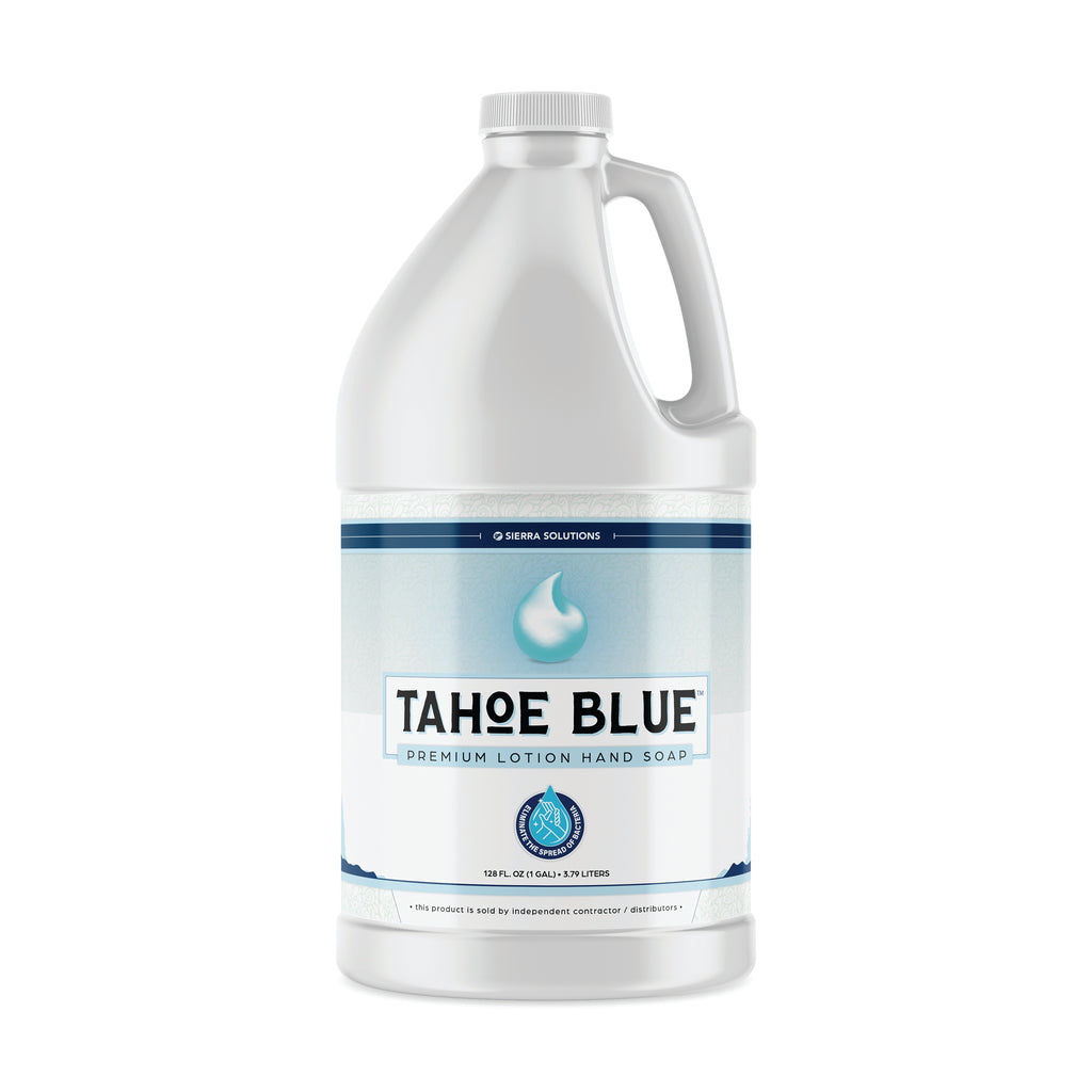 Tahoe Blue™ Premium Lotion Hand Soap is a traditional lotion type hand soap that is blue in color, smooth, and infused with a pleasant fragrance. Blended with mild, high foaming surfactants, and skin conditioning agents formulated to provide a pleasant yet effective hand cleaning product.  It also contains an emollient to moisturize the skin as it cleans, even with regular and repeated use.