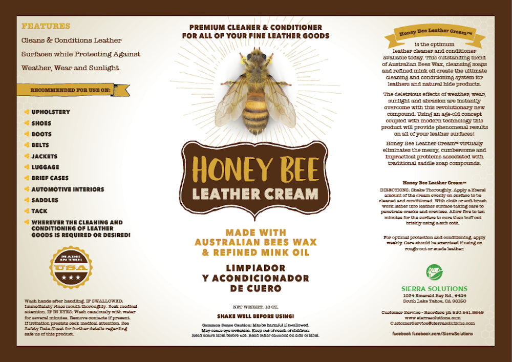 Honey Bee™ Leather Cream Cleaner & Conditioner – Sierra Solutions