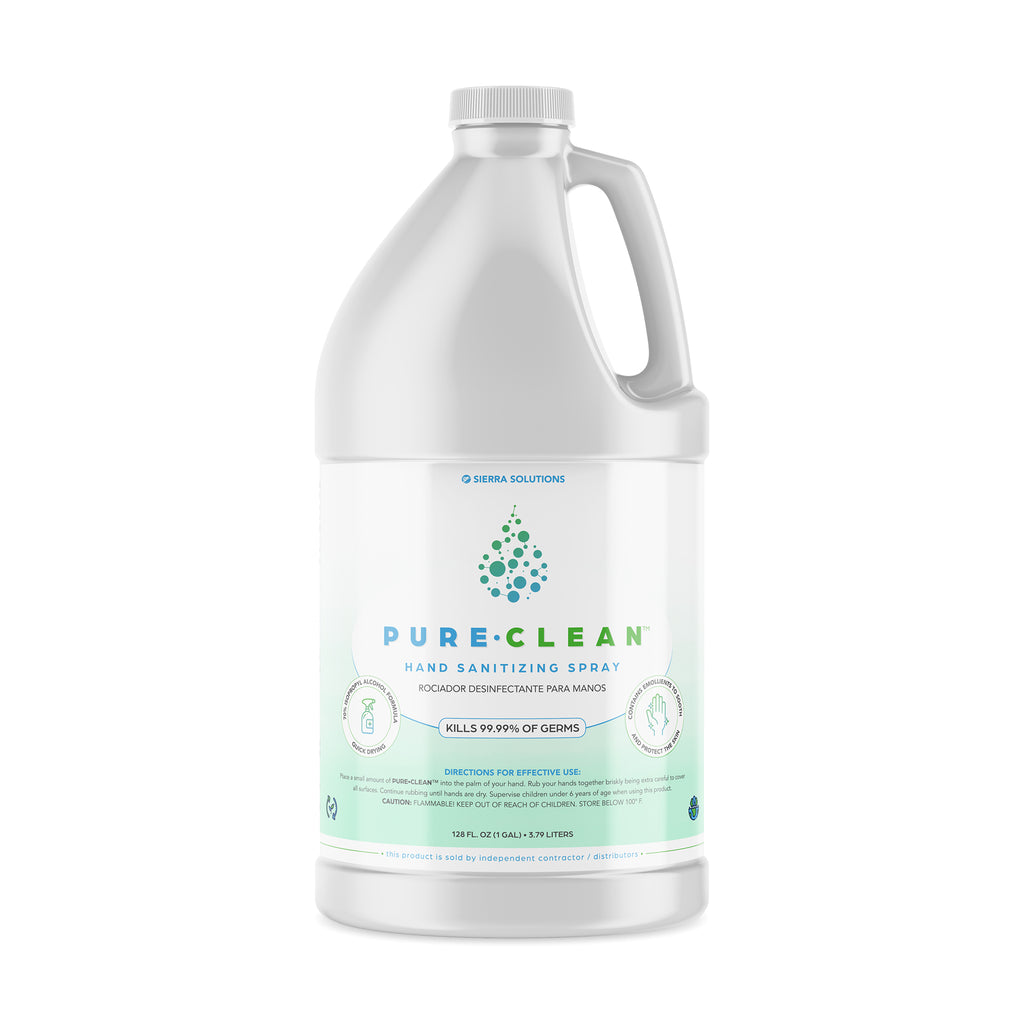 PURE•CLEAN™ Hand Sanitizing Spray with 70% isopropyl alcohol for rapid kill. Fast-acting disinfectant that helps prevent the spread of hand borne disease, effective against a wide range of bacterial and viral pathogens. Kills harmful bacteria and viruses but is gentle and safe enough to use as frequently as needed.
