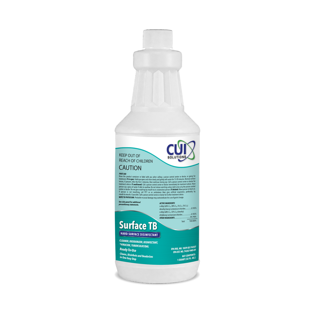 Surface TB-Disinfectant/Sanitizer/Cleaner-RTU is designed specifically as a general ready-to-use cleaner and disinfectant for use in homes, hospitals, nursing homes etc. Surface TB is an ideal product that is ready for immediate use with no mixing or mess!